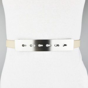 Beige Silver Metallic Faux Leather Belt